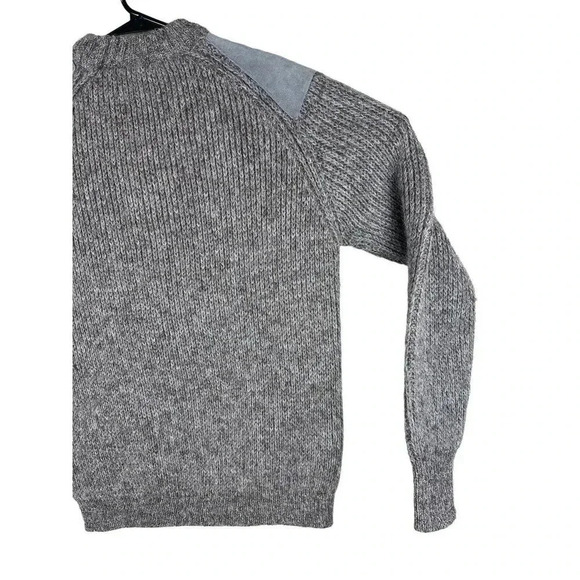 Vintage Knitted Sweater | Grey 100% British Wool | Men's Large | Elbow Patches - Picture 9 of 16